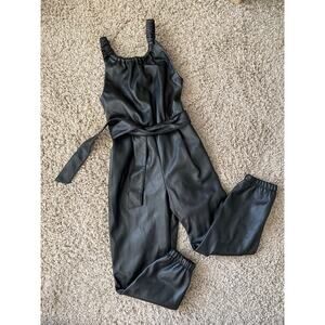 Zara kids faux leather sleeveless jumpsuit with belt size 6 girls
